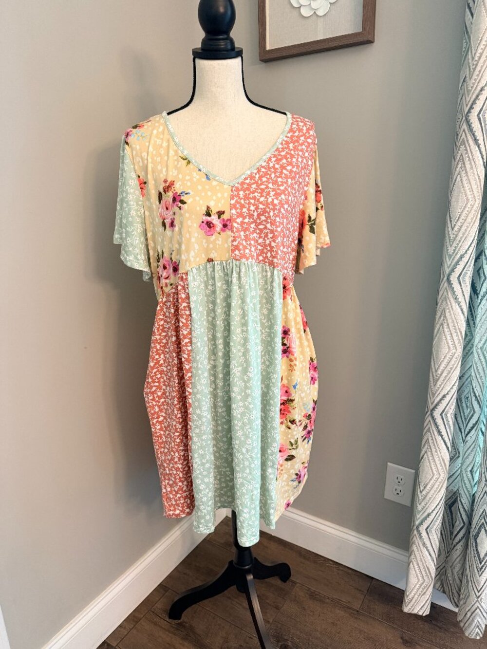 Haptics Floral Color Block Dress